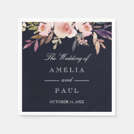 Guardanapo De Papel Peões de Aquarela Rosa-marinho Casamento Napkin