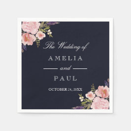 Guardanapo De Papel Peões de Aquarela Rosa-marinho Casamento Napkin