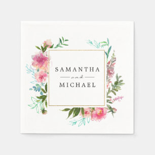 Guardanapo De Papel Peônia Floral Rosa Casamento Personalizado DIY