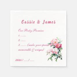 Guardanapo De Papel Peônia Rosa Suave e Eucalipto Floral Casamento Úni