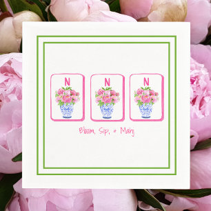 Guardanapo De Papel Peônias Bloom, Sip & Mahj em Azulejos de Mahjong C