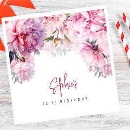 Guardanapo De Papel Pêonias cor-de-rosa festa de aniversário