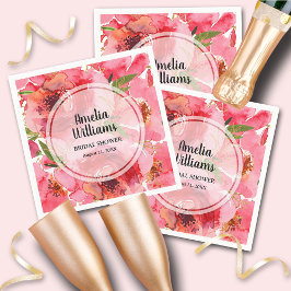 Guardanapo De Papel Peônias Florais Rosa em Aquarela