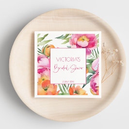 Guardanapo De Papel Peônias laranja cor-de-rosa elegante chá de noiva