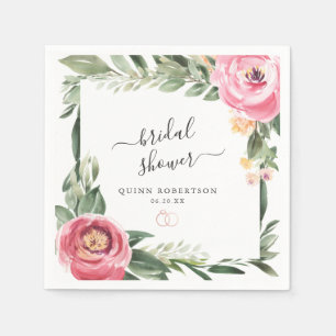 Guardanapo De Papel Peônias Rosa Bridal Shower Floral Personalizado
