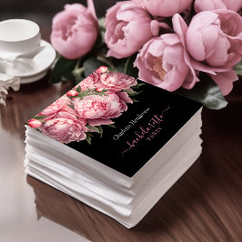 Guardanapo De Papel Peônias rosa Festa de solteira preta