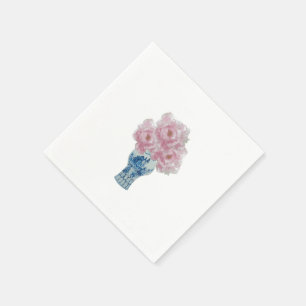 Guardanapo De Papel Peonies Jar de Ginger Azul e Branco