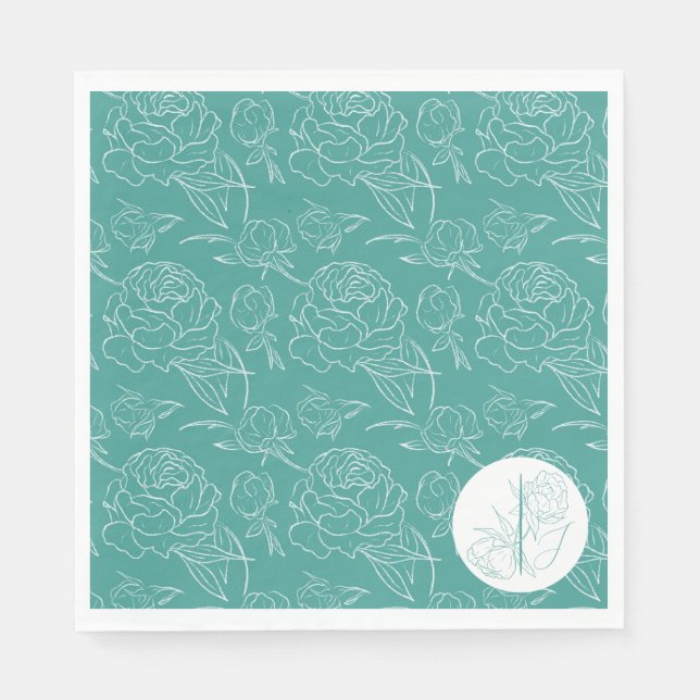 Guardanapo De Papel Peony Elegance Wedding Napkins (Frente)