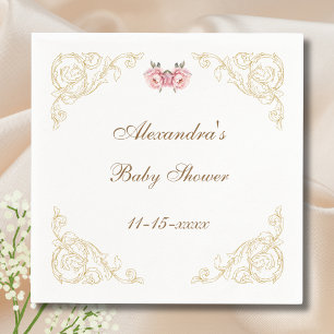 Guardanapo De Papel Peony Rosa Rococo Vintage Chá de fraldas Floral