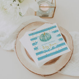 Guardanapo De Papel Pequena Abóbora Azul Outono Bebê Shower