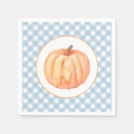 Guardanapo De Papel Pequena abóbora xadrez azul pastel primeiro aniver