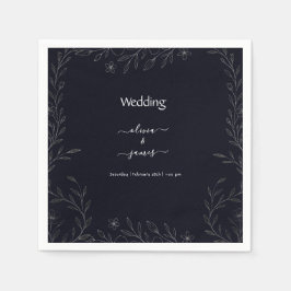 Guardanapo De Papel Pequena e simples vinha floral minimalista branca