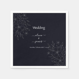 Guardanapo De Papel Pequena e simples vinha floral minimalista branca