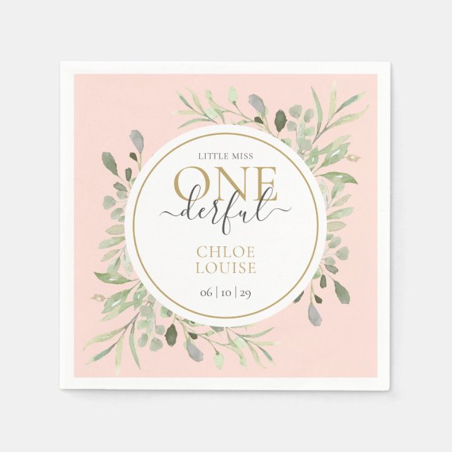 Guardanapo De Papel Pequena Miss Um Maravilhoso Elegante Primeiro Rosa (Frente)