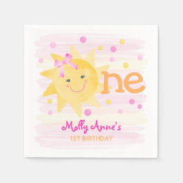 Guardanapo De Papel Pequena primeiro aniversario Rosa Amarelo Rosa