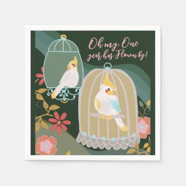 Guardanapo De Papel Pequena Rainbow Green Girl Primeiro Aniversário