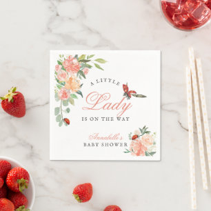 Guardanapo De Papel Pequena Senhora Joaninha Rosas Menina Chã de Bebê