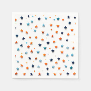 Guardanapo De Papel Pequenas estrelas azuis e laranja: Festa de aniver