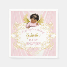 Guardanapo De Papel Pequeno Anjo Rosa Ouro Menina Afro-Americana