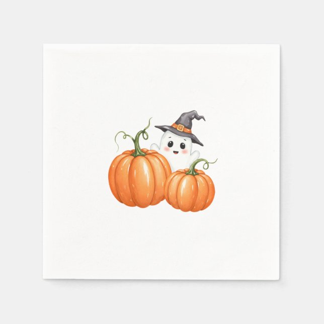 Guardanapo De Papel Pequeno Chá de fraldas Boo Halloween Pumpkin (Frente)