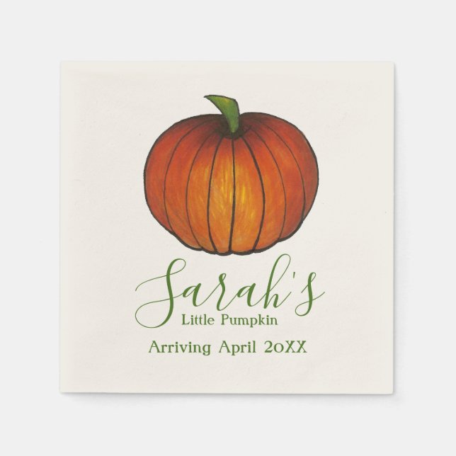 Guardanapo De Papel Pequeno Chá de fraldas de Abóbora Laranja Personal (Frente)