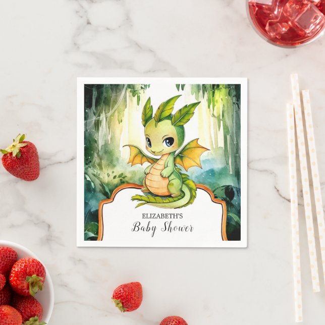 Guardanapo De Papel Pequeno Chá de fraldas de Dragão Encantado (Insitu)