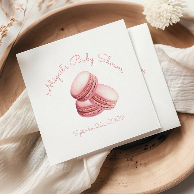 Guardanapo De Papel Pequeno Chá de fraldas de Garota Rosa Macaron (Criador carregado)