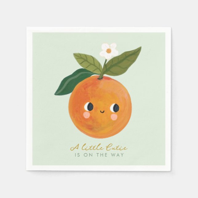 Guardanapo De Papel Pequeno Chá de fraldas de Laranja Cutie (Frente)