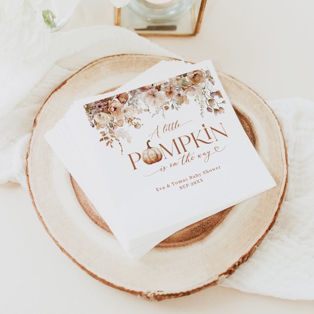 Guardanapo De Papel Pequeno Chá de fraldas de Pumpkin Queda Floral (Criador carregado)