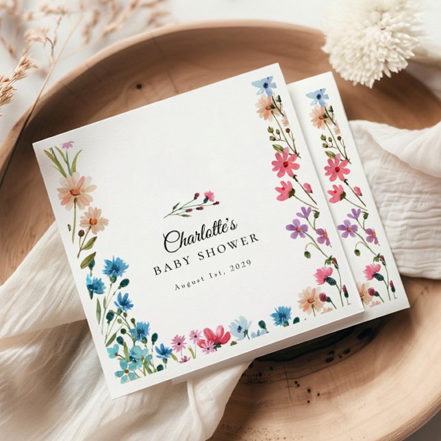 Guardanapo De Papel Pequeno Chá de fraldas Floral de Flor Selvagem Col (Criador carregado)