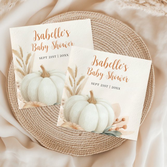 Guardanapo De Papel Pequeno Chá de fraldas Pumpkin Queda Mesa Decência (Little Pumpkin Fall Baby Shower Table Decor Napkins)