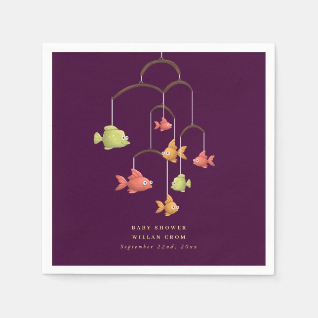 Guardanapo De Papel Pequeno Chá de fraldas Vermelho de Crimson de Peix (Frente)