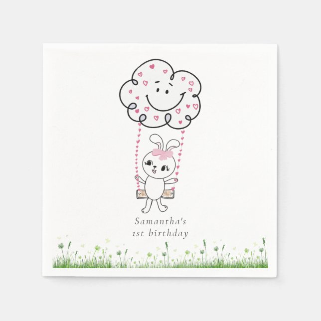 Guardanapo De Papel Pequeno Coelho Em Uma Páscoa De Primavera (Frente)