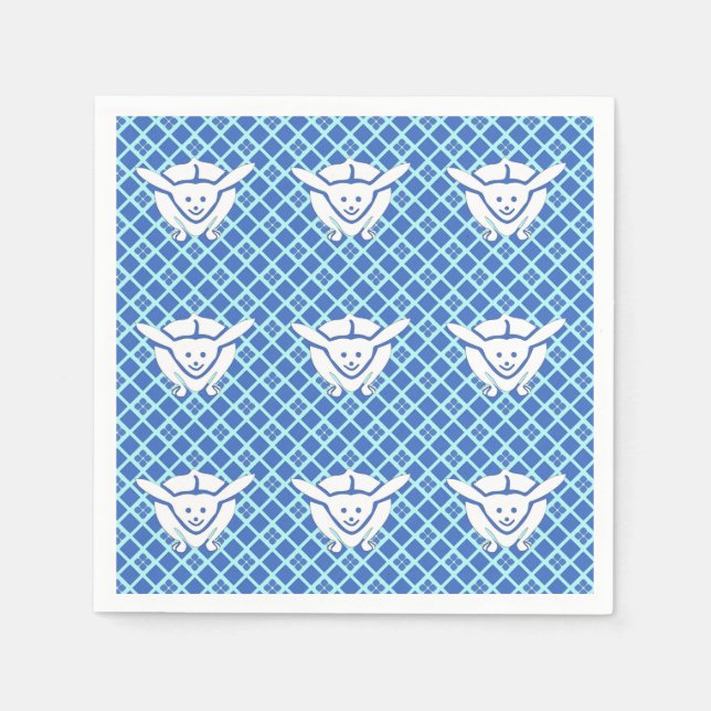 Guardanapo De Papel Pequeno coelho japonês, azul (Frente)