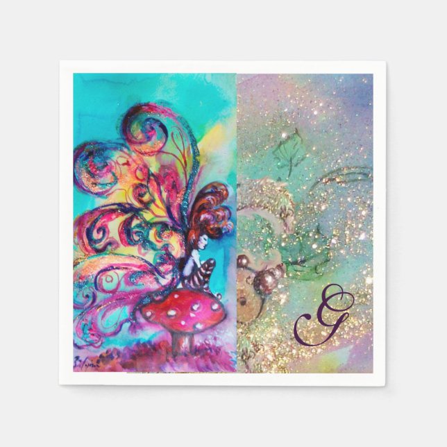 GUARDANAPO DE PAPEL PEQUENO ELF DO MONOGRAMA DOS COGUMELOS (Frente)