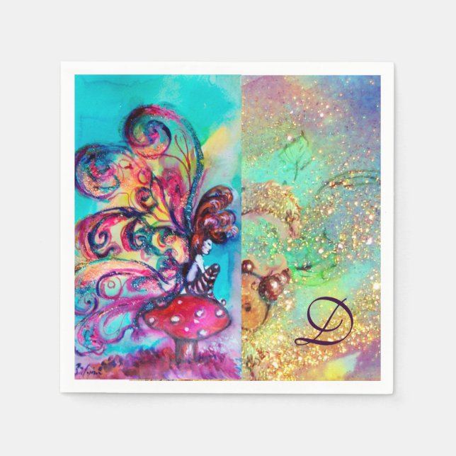 GUARDANAPO DE PAPEL PEQUENO ELF DO MONOGRAMA DOS COGUMELOS (Frente)