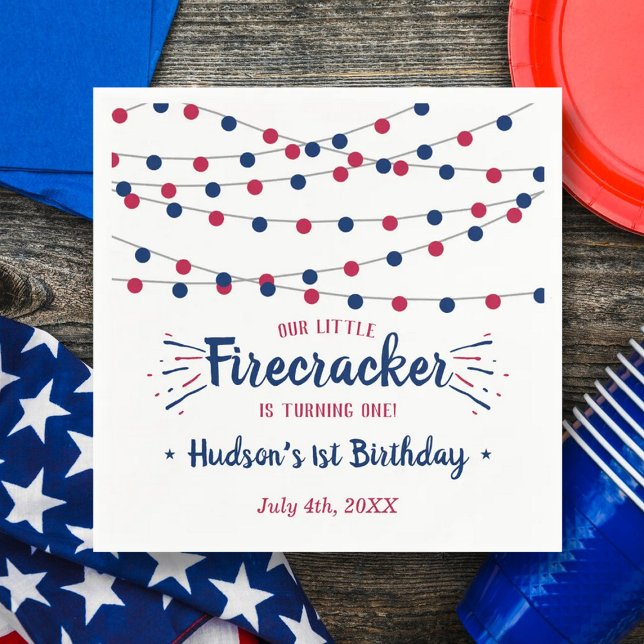 Guardanapo De Papel Pequeno Firecracker 4 de julho de primeiro anivers (Criador carregado)