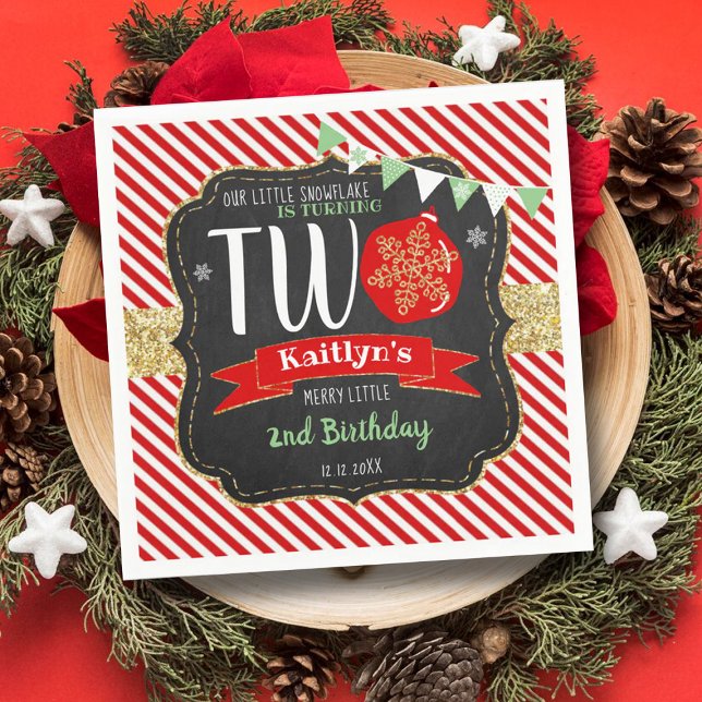 Guardanapo De Papel Pequeno Floco de Neve Turning 2! Segundo aniversár (Criador carregado)