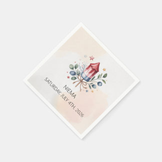 Guardanapo De Papel Pequeno Foguete Patriótico Churrasco de 4 de Julho