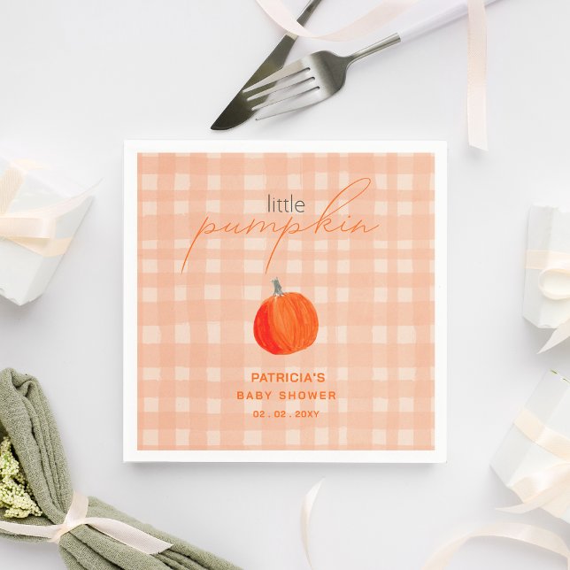 Guardanapo De Papel Pequeno Gênero da Bomba Chá de fraldas Neutro (Little Pumpkin Gender Neutral Fall Baby Shower Napkins)