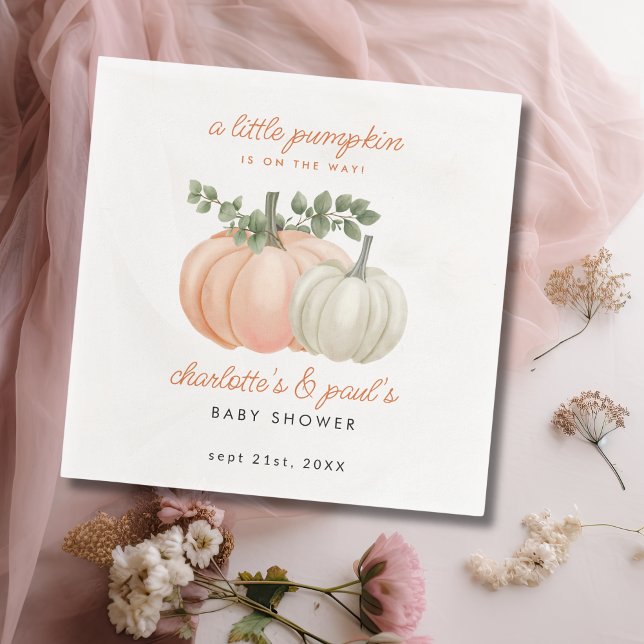 Guardanapo De Papel Pequeno Gênero da Bomba Chá de fraldas Neutro (pumpkin baby shower napkin)