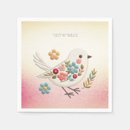 Guardanapo De Papel Pequeno Pássaro Branco Froral Napkins