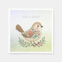 Guardanapo De Papel Pequeno Pássaro Floral Dourado Napkins