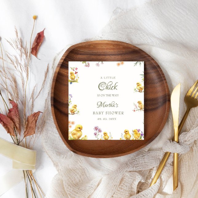 Guardanapo De Papel Pequeno pintinho está no caminho da chá de fraldas (Criador carregado)