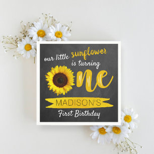 Guardanapo De Papel Pequeno primeiro aniversario de Chalkboard Sunflow