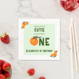 Guardanapo De Papel Pequeno primeiro aniversario de Laranja Cutie