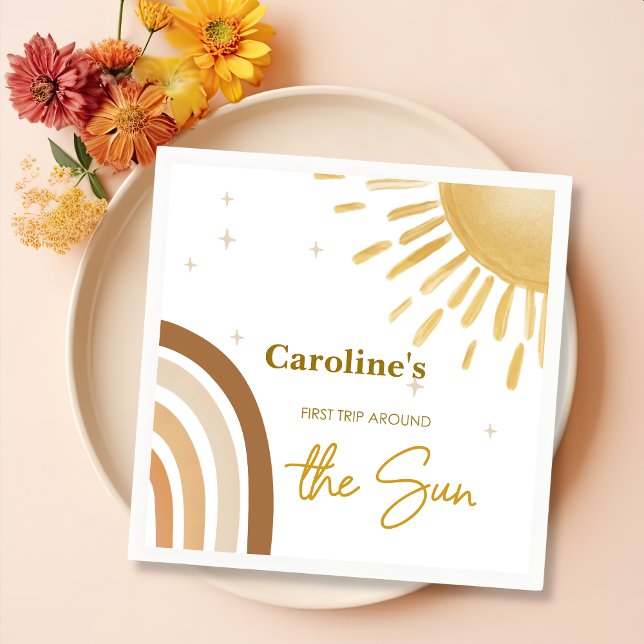 Guardanapo De Papel Pequeno Sol Primeira Viagem Ao Sol Aniversário (Criador carregado)