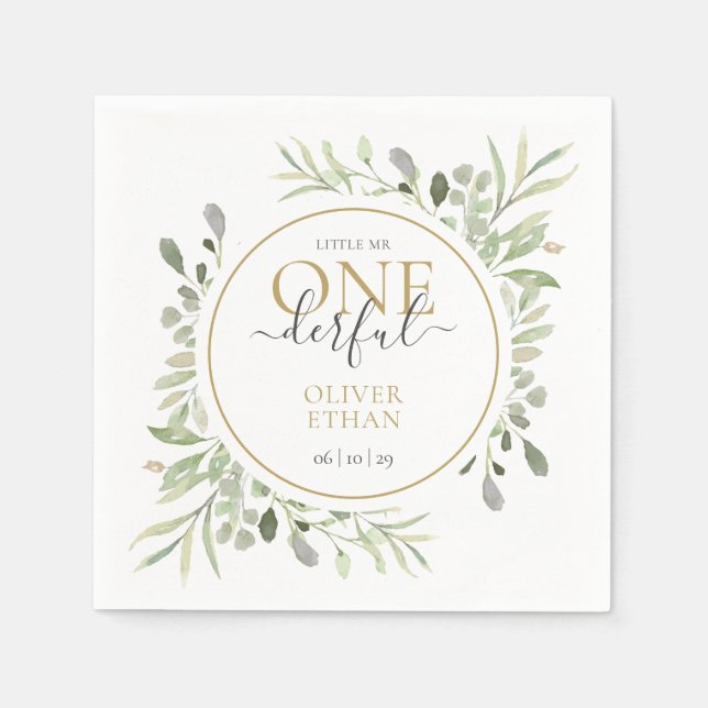 Guardanapo De Papel Pequeno Sr. ONEmagro Elegante Primeiro Aniversário (Frente)