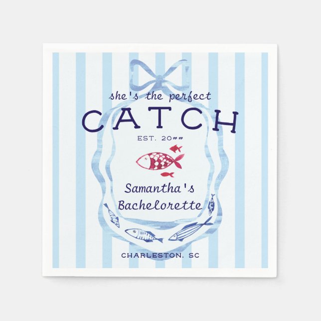 Guardanapo De Papel Perfect Catch Beach Preppy Fishing Bachelorette (Frente)