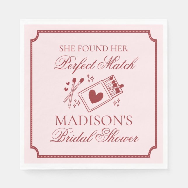 Guardanapo De Papel Perfect Match Bridal Shower Bachelorette Party (Frente)